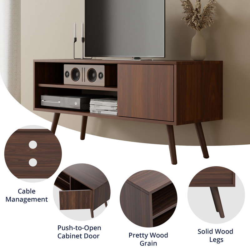 Afshah TV Stand for 48 TV with Charging Station Adustable Shelves Millwood Pines Color Beige
